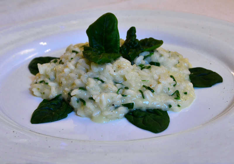 riso con spinaci e fonduta